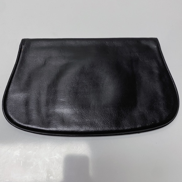 Gucci 1970’s Blondie Black Leather Gold Plated GG Logo Clutch Bag Italy - Picture 6 of 12